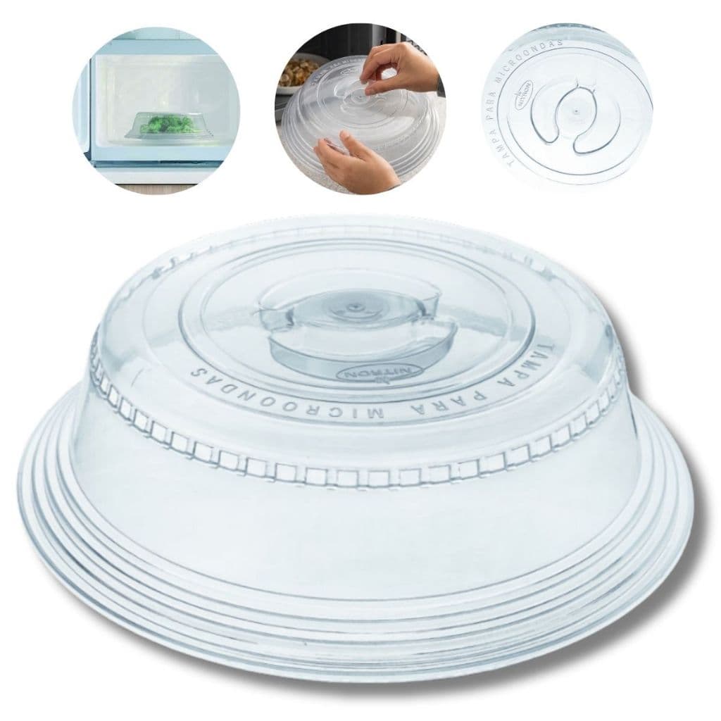 Tampa Protetora para Micro-ondas 25,5 cm Transparente Anti-Respingos, Higiene e Praticidade na Cozinha protetor de prato