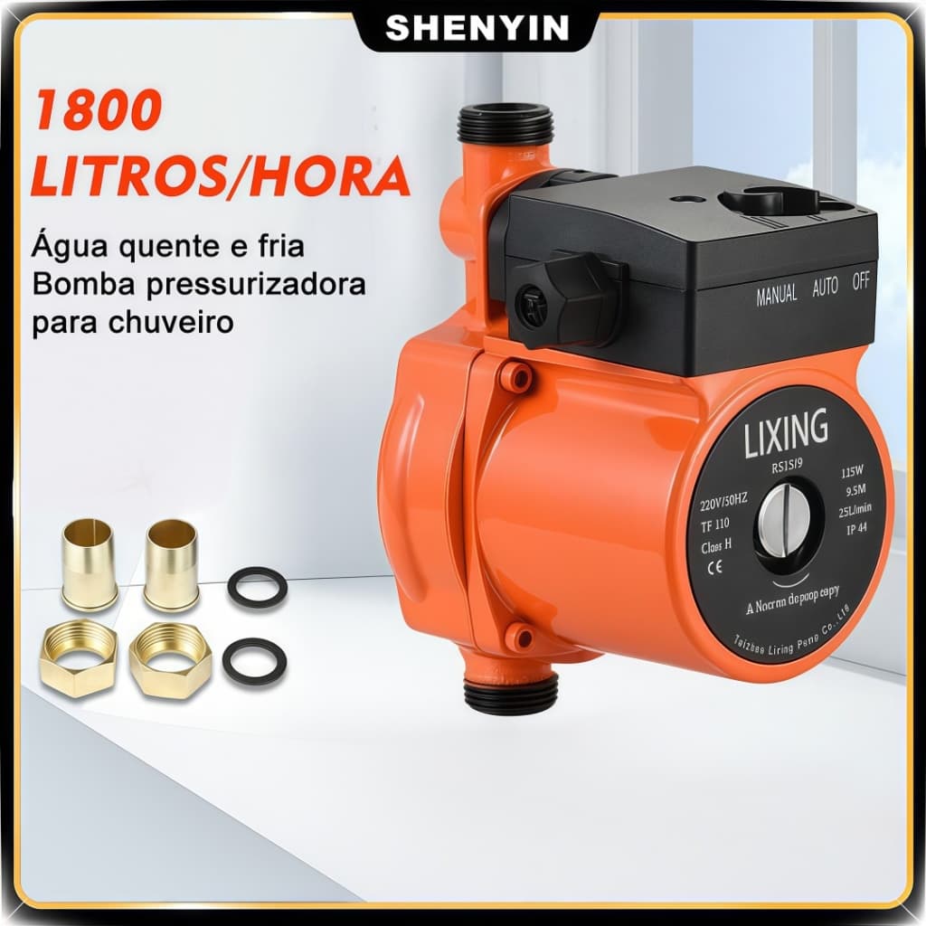 Silenciosa Bomba Pressurizadora Elétrica 1800L/H  - Chuveiro e Todas as Torneiras da Casa bomba de água 160W
