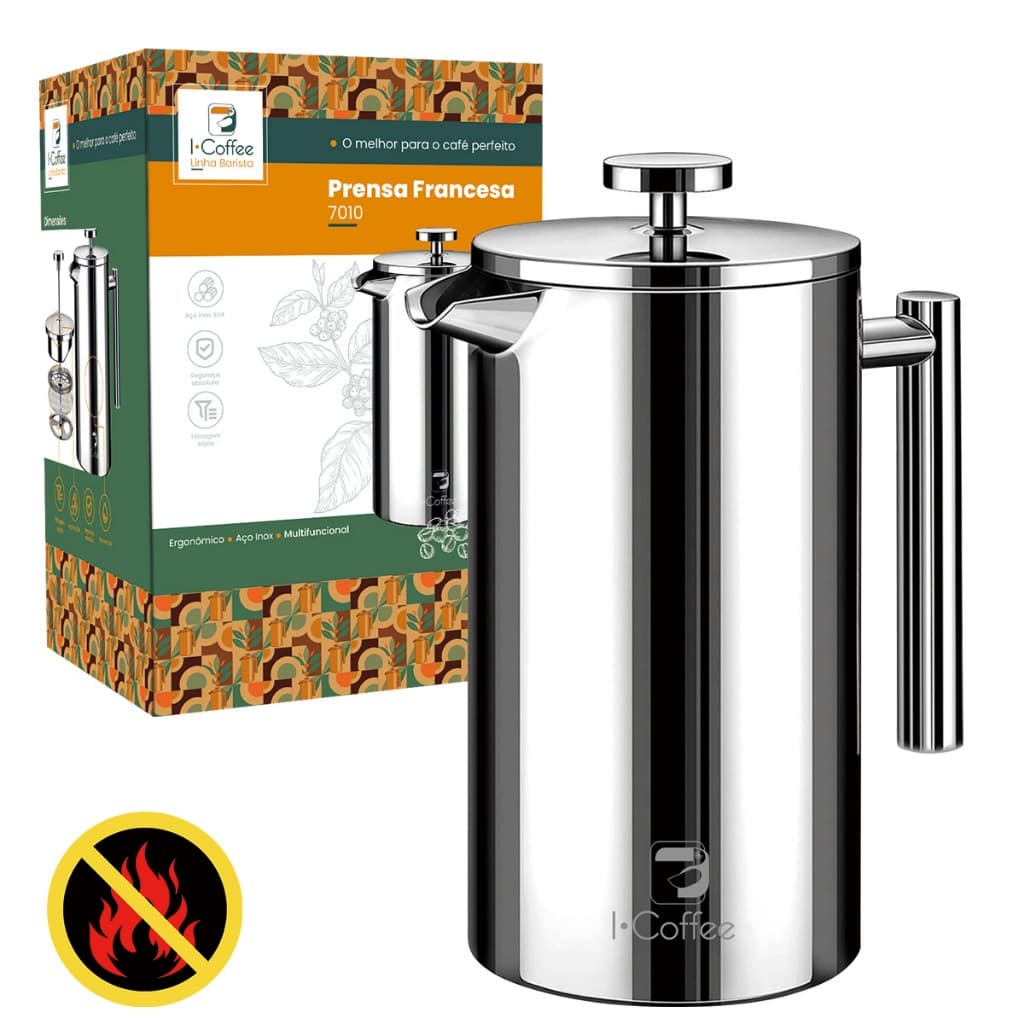 Cafeteira Prensa Francesa Leite Cremoso 700ML Aço Inox Barista Collection