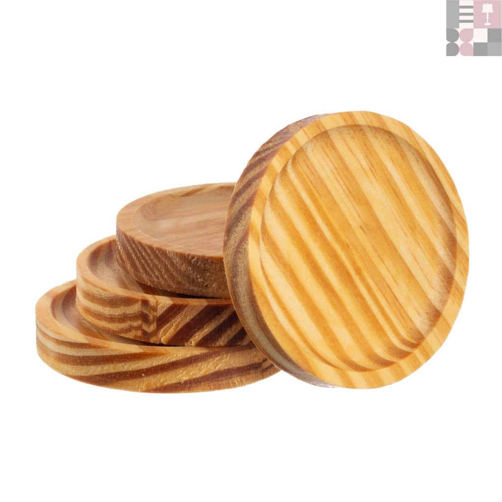 Kit Jogo Pires De Madeira Para Xícara Copo Expresso Café Chá