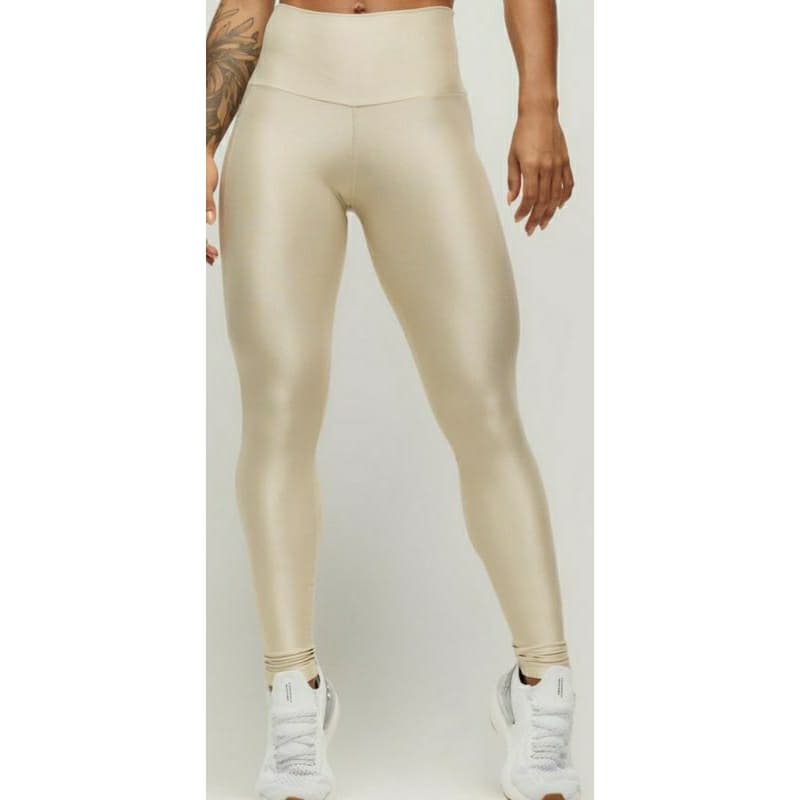 LEGGING SHINE MICROCANELADO CINTURA ALTA COM LEVE BRILHO.