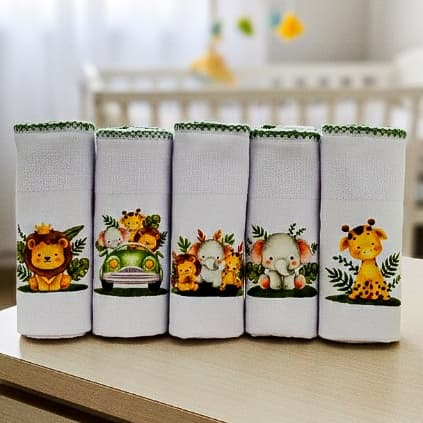 Fralda de  Bebe Tecido Duplo / 100% algodão / Kit com 5 Unidades / Menina  e Menino / 70cmx70cm /