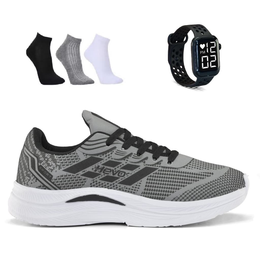 Tenis Masculino + Relogio + Meia Esportivo Versatil Academia Corrida Caminhada Uktra leve e Macio