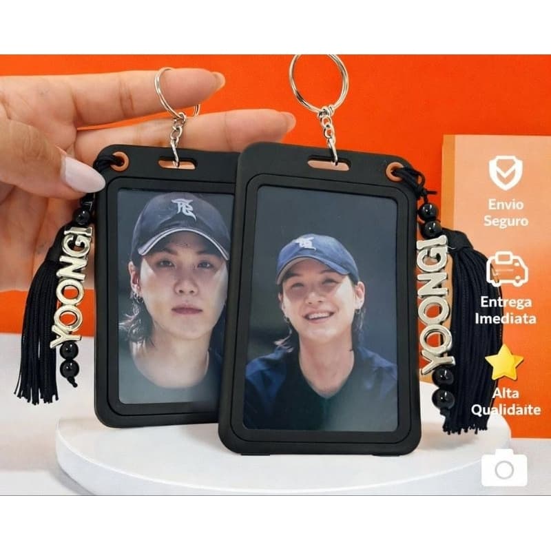 Porta photocards Yoongi/ Suga BTS com dois Photocards