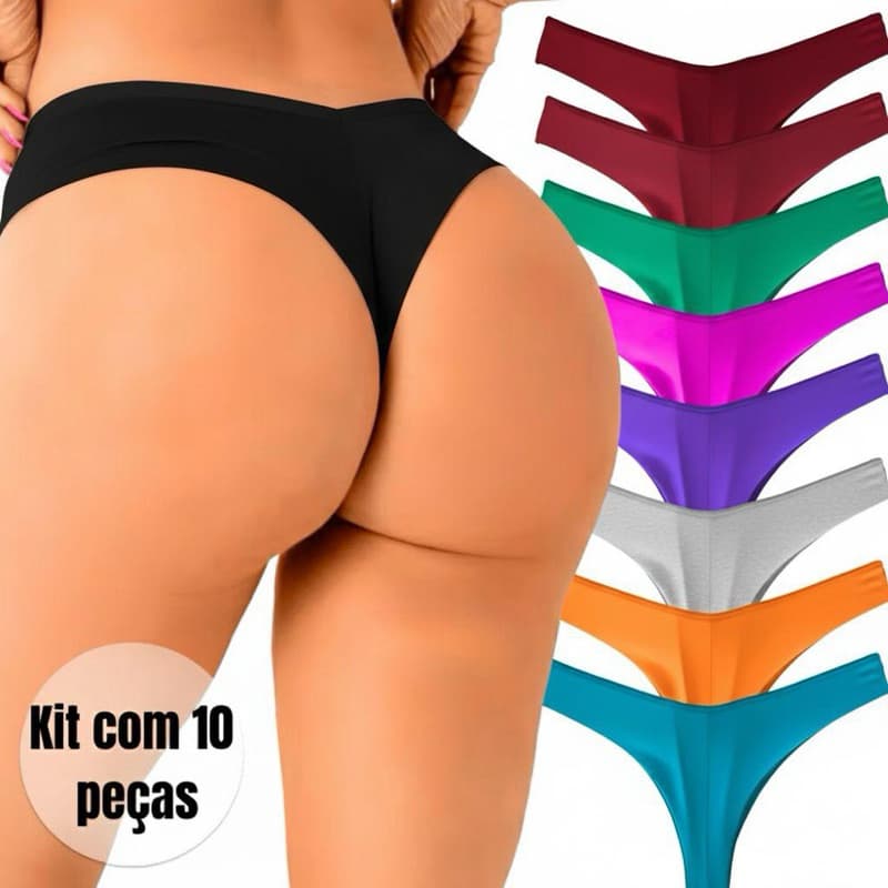 Kit 10 Calcinhas Fio Duplo Não Marca na Roupa Tanga Confortável