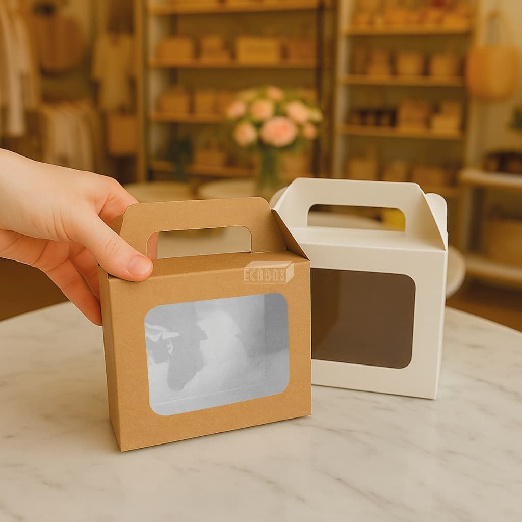 Kit Caixas De Presente Maleta 15x6x12cm Com Visor Para Festas Cosméticos Lembrancinha e Doces