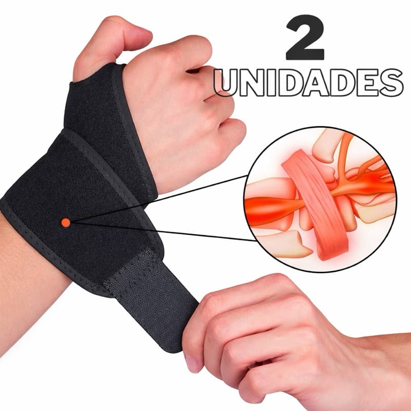 kit 2un Munhequeira Alta Pressão Ajustável com Velcro – Suporte para Punho Direito e Esquerdo