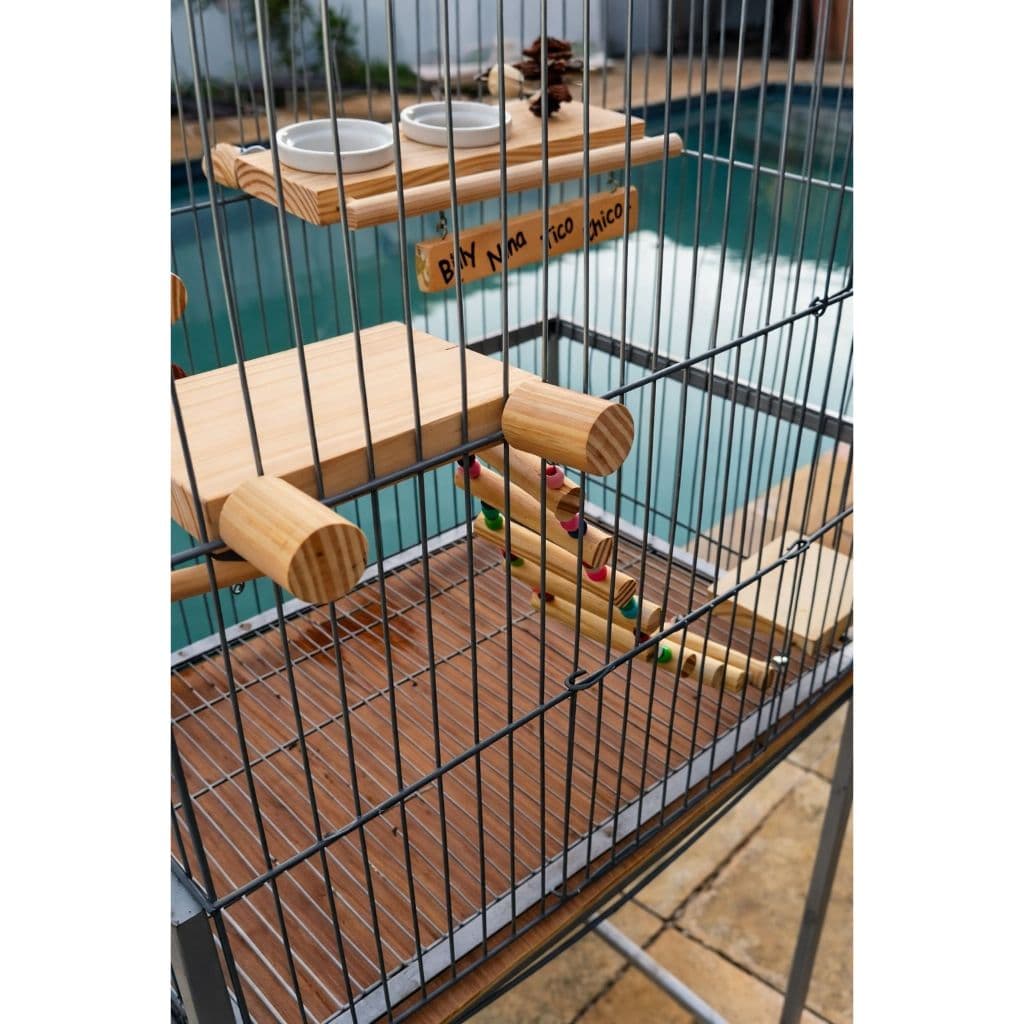 Kit 2 Plataformas em Madeira + Escada para Aves | Conforto e Lazer | HomeVerse