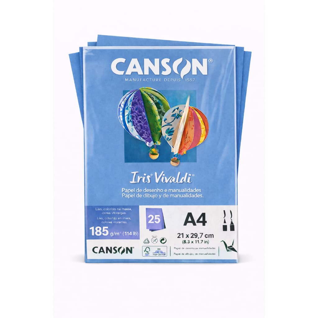 Bloco Canson Iris Vivaldi A4 Azul Royal com 25 Folhas 185g