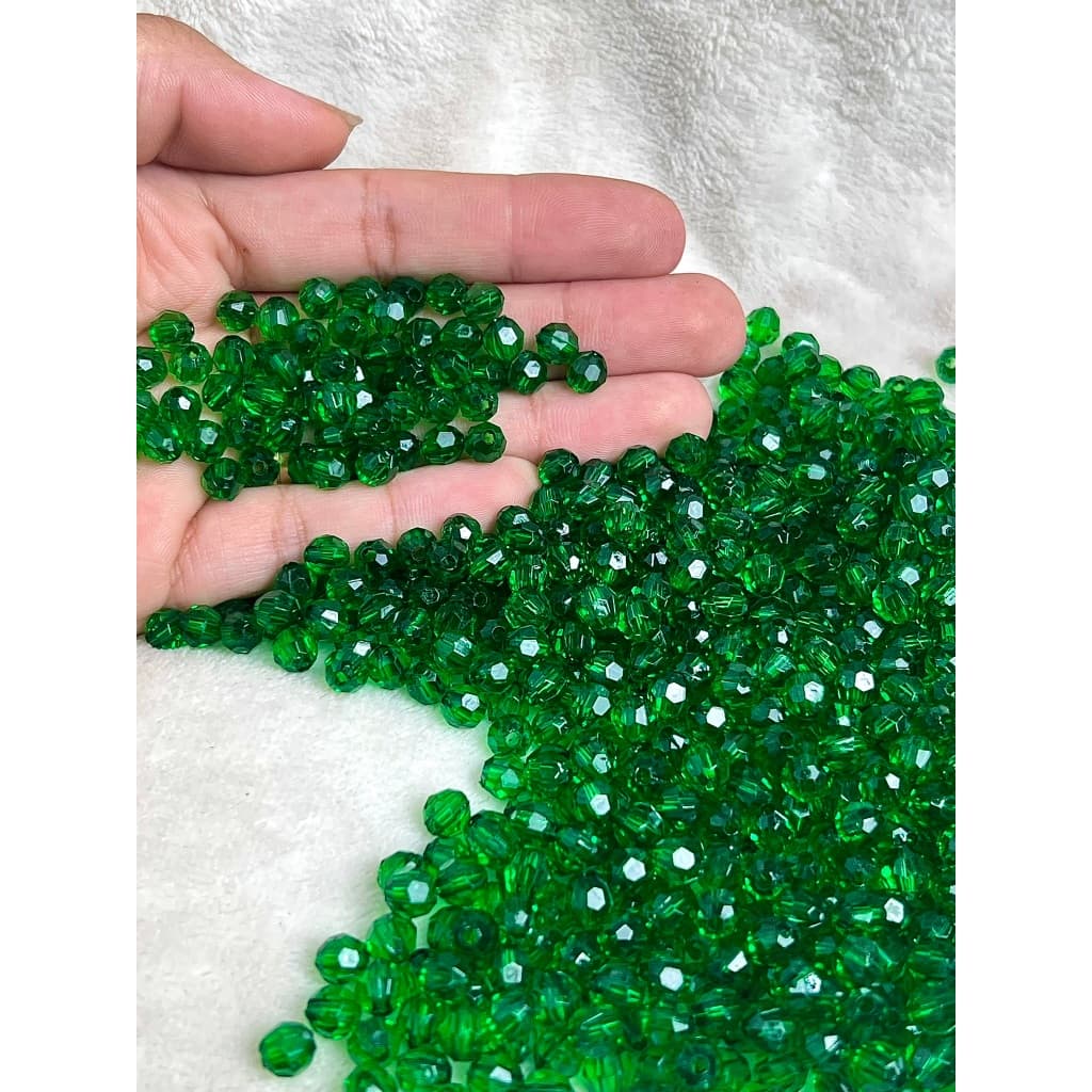 200 Miçangas Bola Sextavada 6mm de Cristal Acrílico Colorida