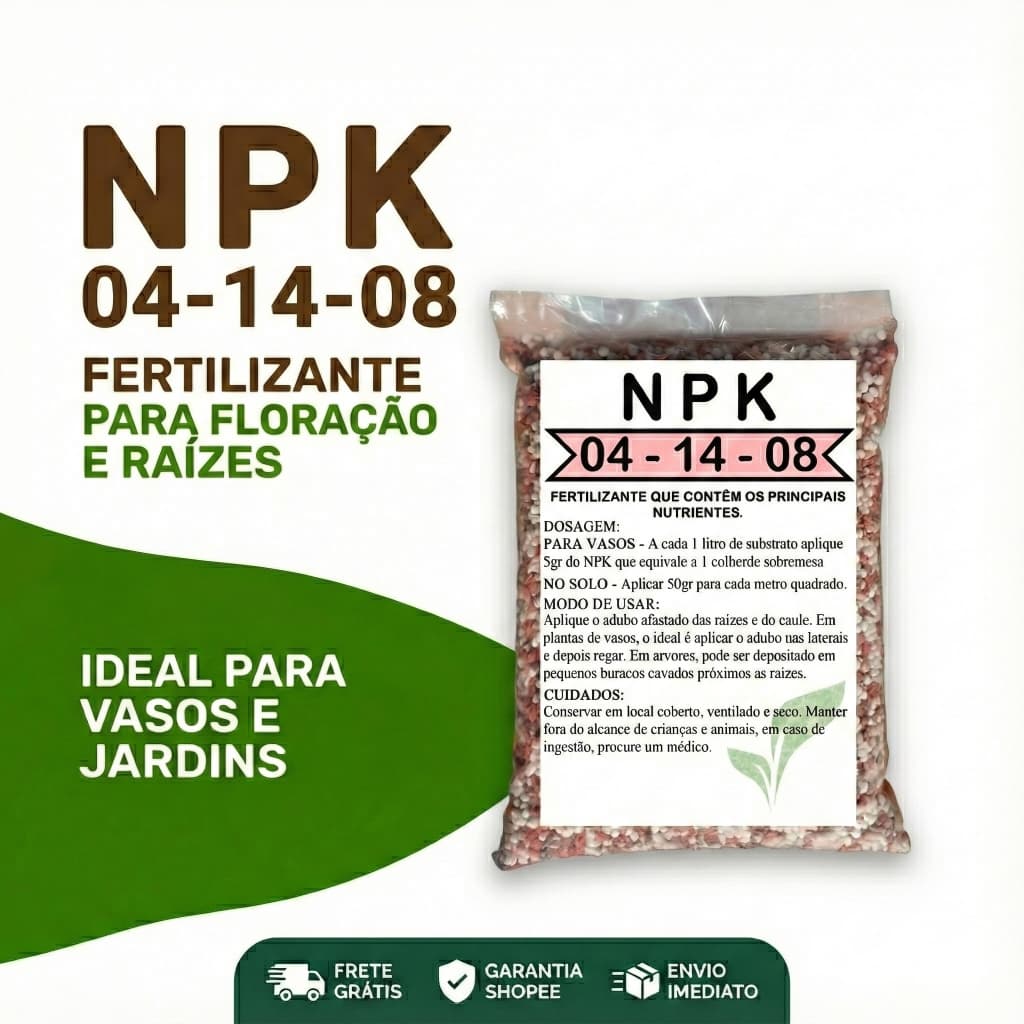 Fertilizante NPK 04-14-08 - Para Rosas do deserto e floração.