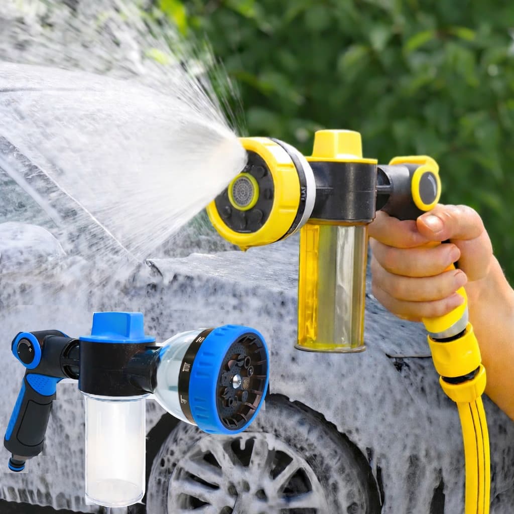 Esguicho Snow Foam Jato Ajustável Para Mangueira Com Reservatório Sabão 100ml Jardim Irrigação - OFERTA