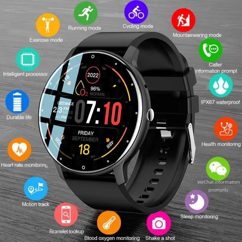 Novo Smartwatch Relógio Inteligente Assistente De Voz Bluetooth Chamada À Prova D'água Homens Mulheres Fitness Esportivo