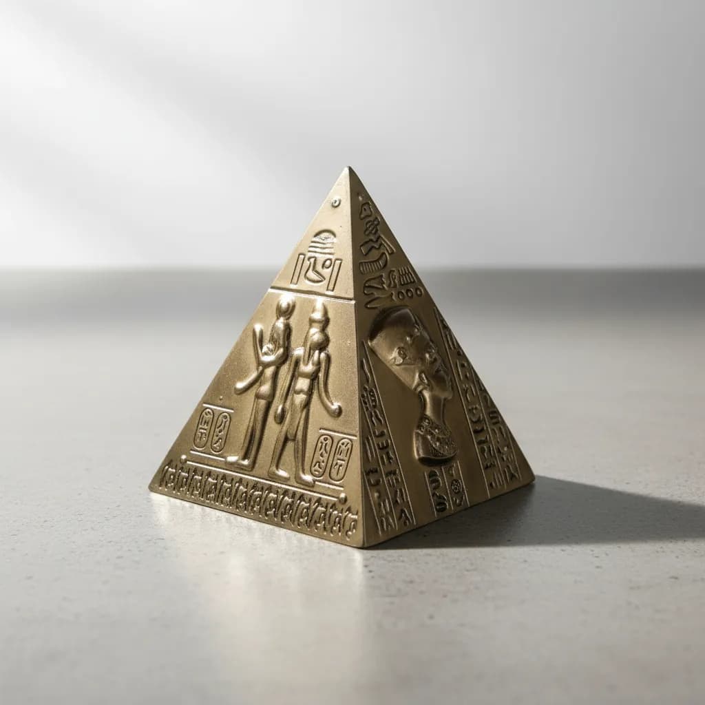 Pirâmide De Quéops Escultura Grande Pirâmide De Gizé - Egito - Linha luxo ônix ouro metálico