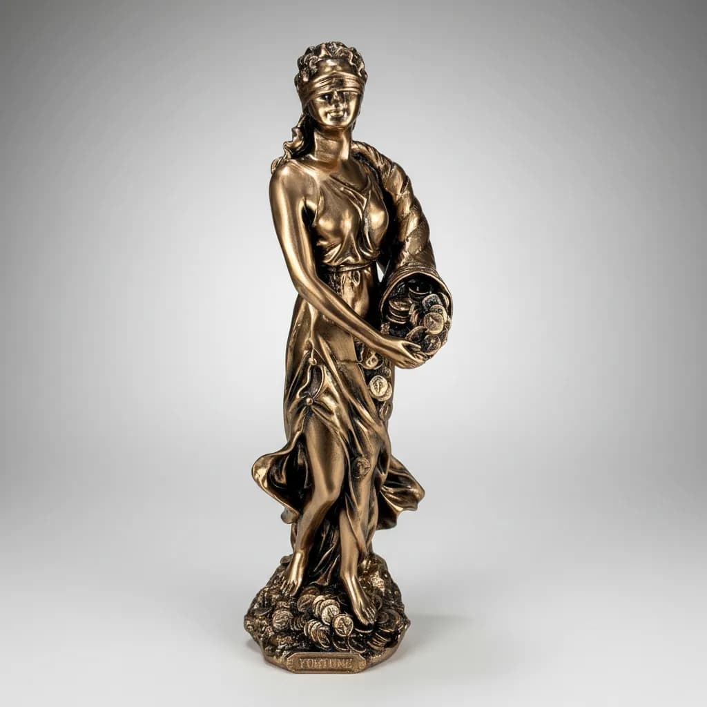 Deusa Da Fortuna - Estatueta Mitológica - Escultura Grega - linha ônix ouro luxo
