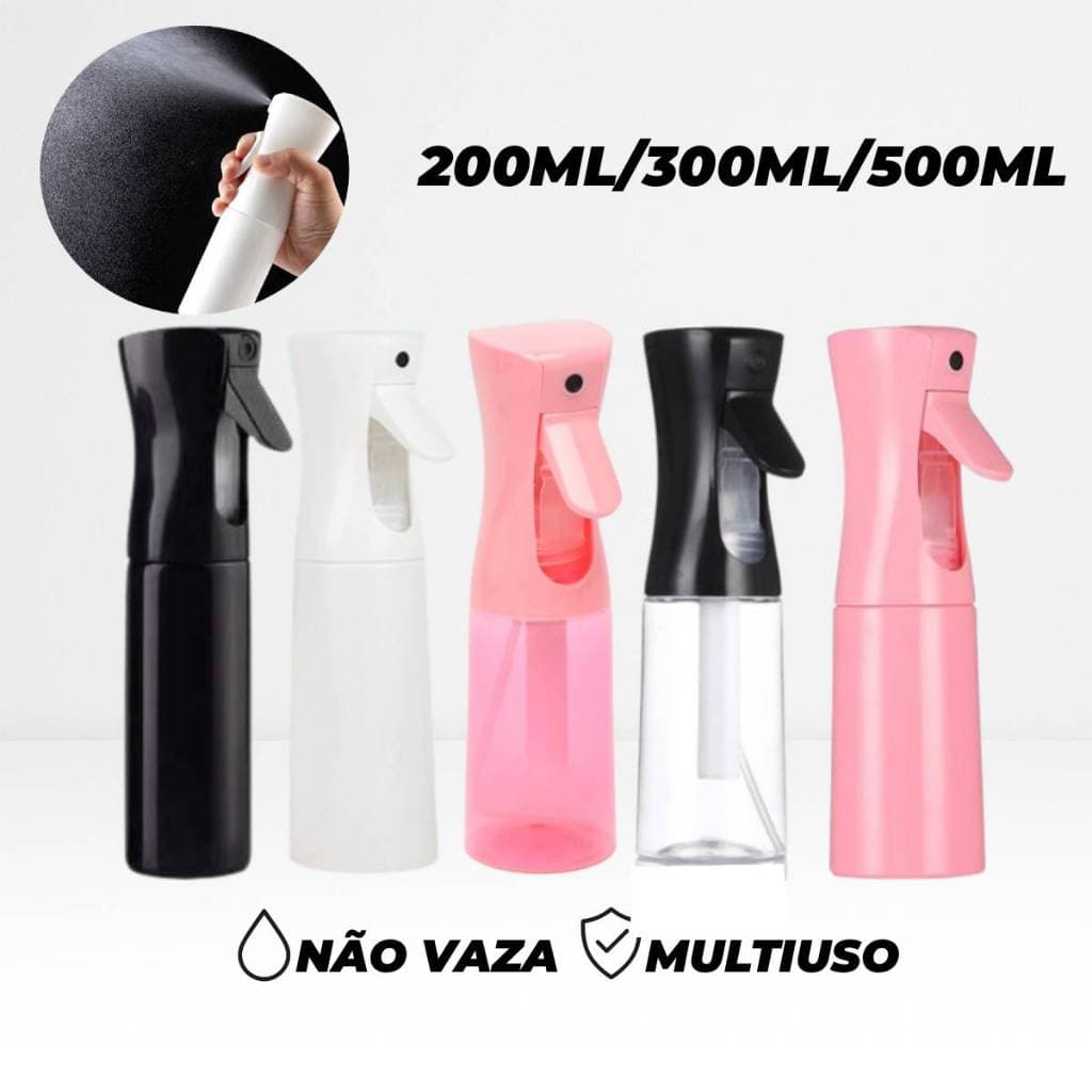 Borrifador Spray Contínuo Névoa Ultra Fina 200/300/500ML | Pulverizador Multiuso Cabelereiro Barbeiro Limpeza Plantas