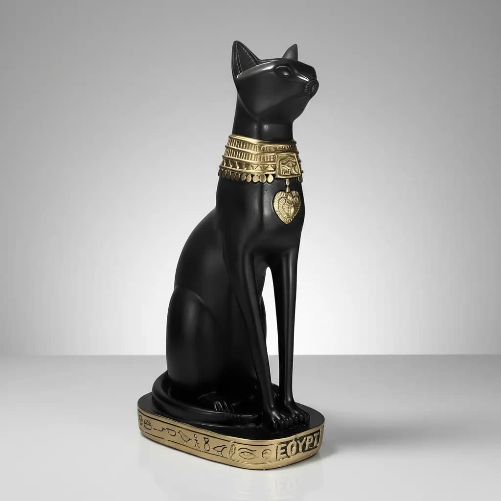 Estatueta Gato Egípcio Bastet Deusa Fertilidade Gr. Egito Faraó - Branco ou Preto