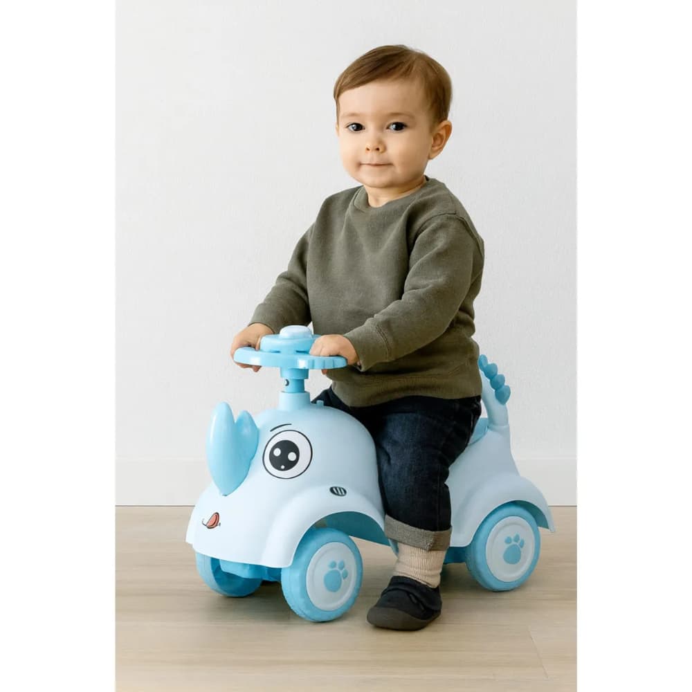 Triciclo Andador Infantil Rinoceronte Azul Unitoys Com Volante Aprende a Andar