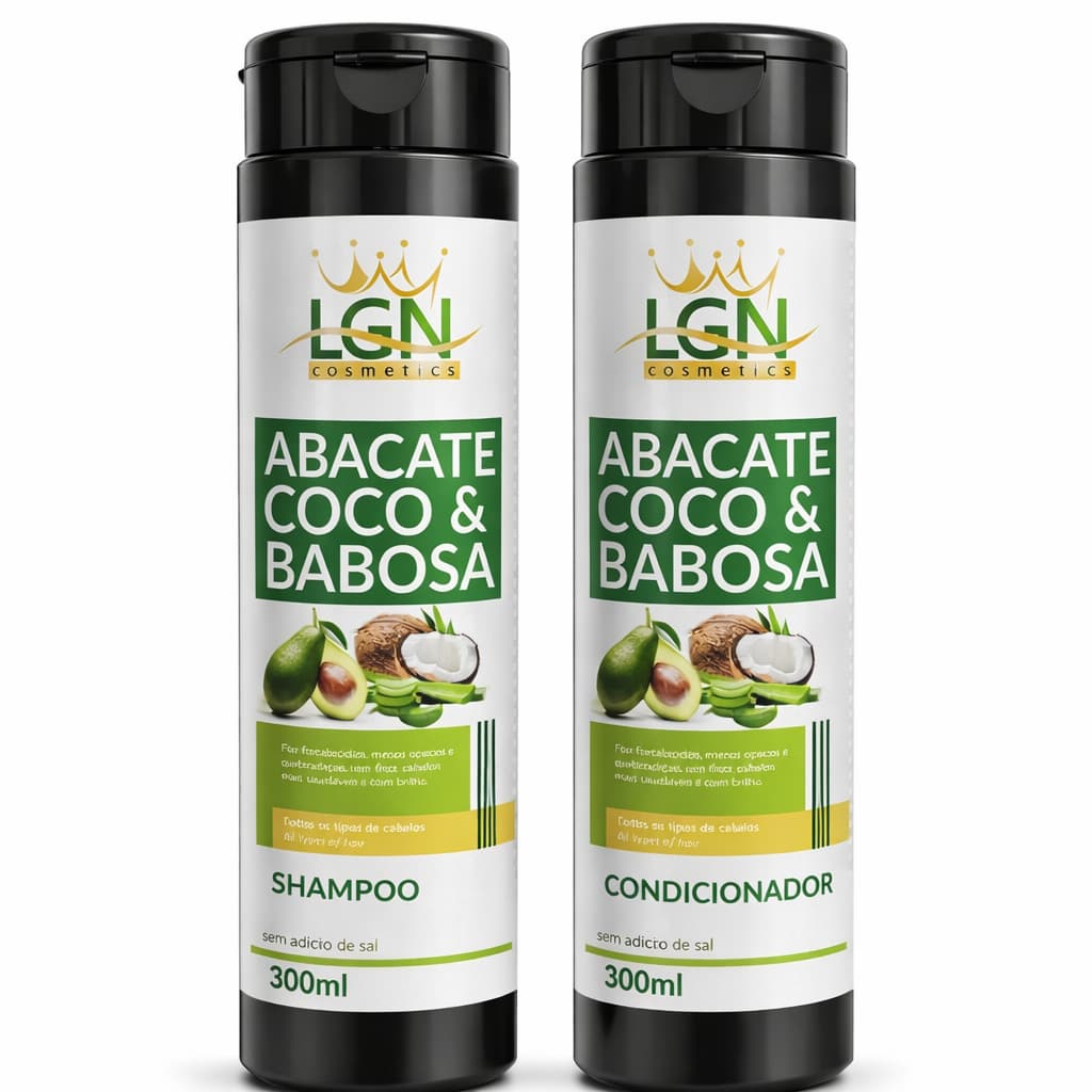 Kit Shampoo e Condicionador Abacate, Coco & Babosa 300ml - LGN Cosmetics