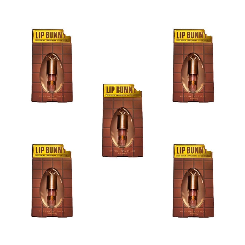 Kit 5 Gloss Lipbunny De Chocolate Francine Brilho e Hidrata