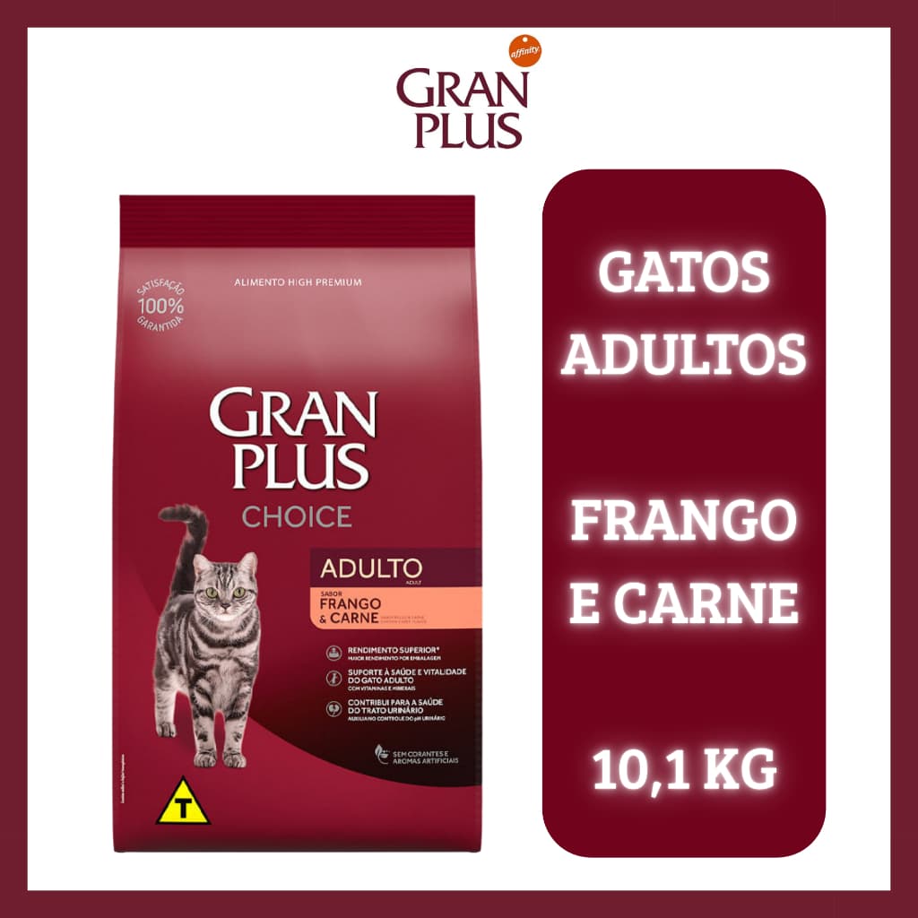 Ração Granplus Choice Gatos Adultos sabor Frango e Carne 10,1kg