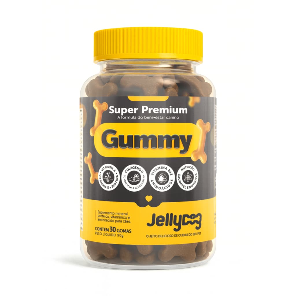 Gummy Super Premium Cães Saúde Articular, Imunidade, Dentária, Digestiva e Redução da Queda de Pelo