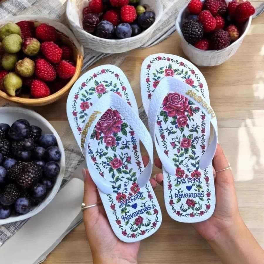 Chinelo Verão Estilo Brasileiro Feminino Floral Estampado Estiloso