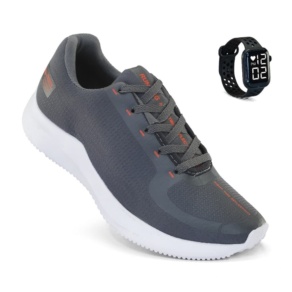 Tenis Masculino + Relogio Esportivo Corrida Treino Versatil Sola Macio Tenis Respiravel Super leve