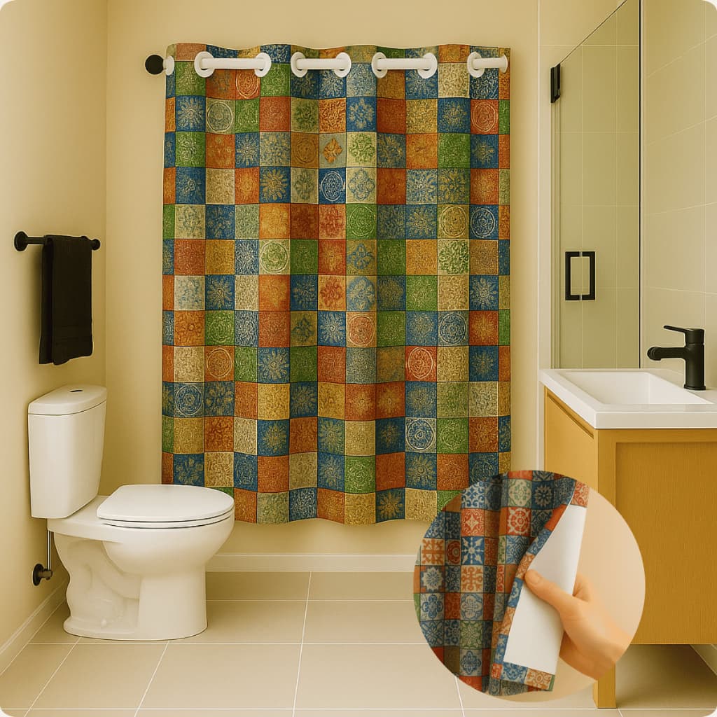 Cortina para banheiro janela Impermavel PVC Antimofo Box Lavanderia 1,10 X 0,90