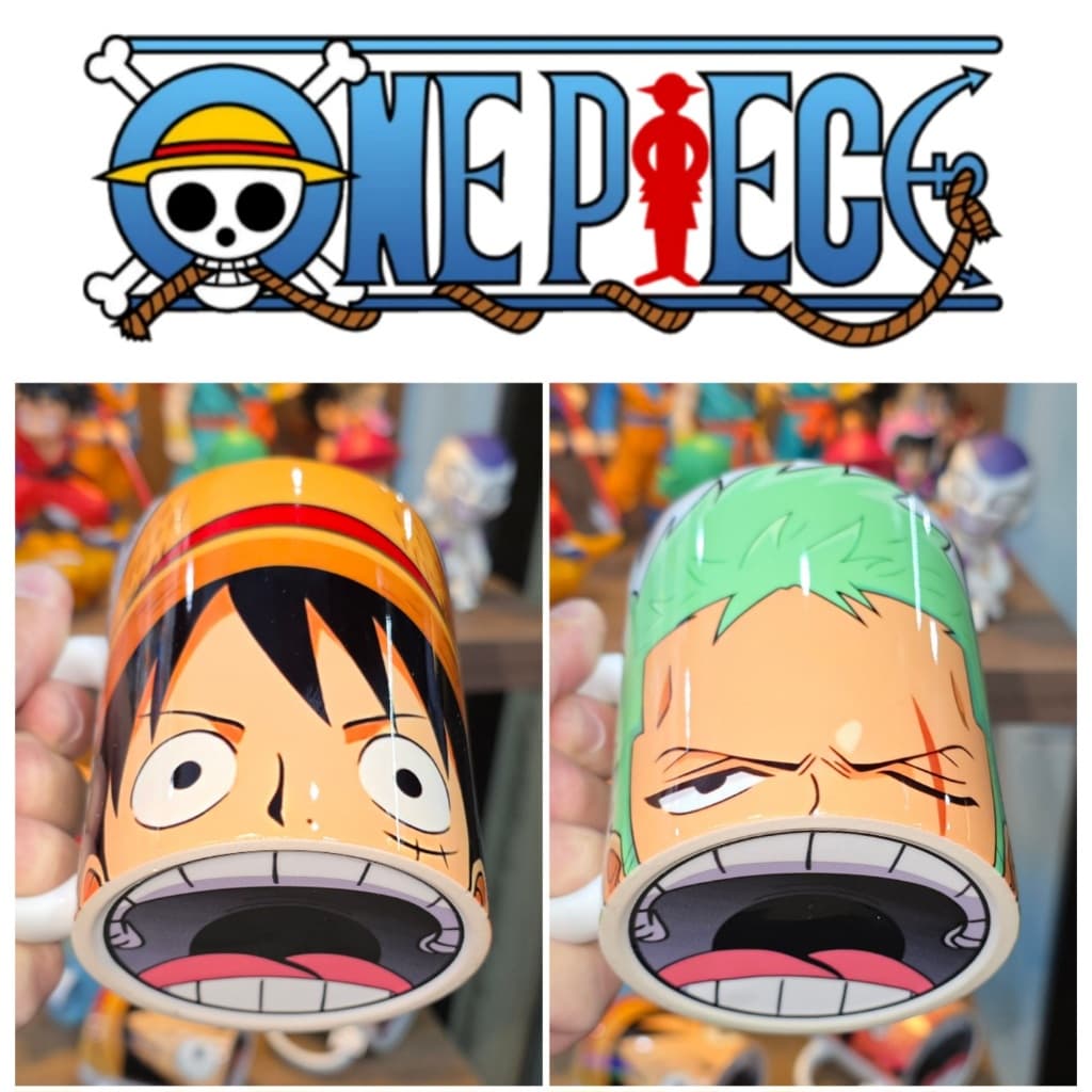 Caneca Porcelana ONE PIECE BOCAO LUFFY RORONOA ZORO Personalizada com caixinha