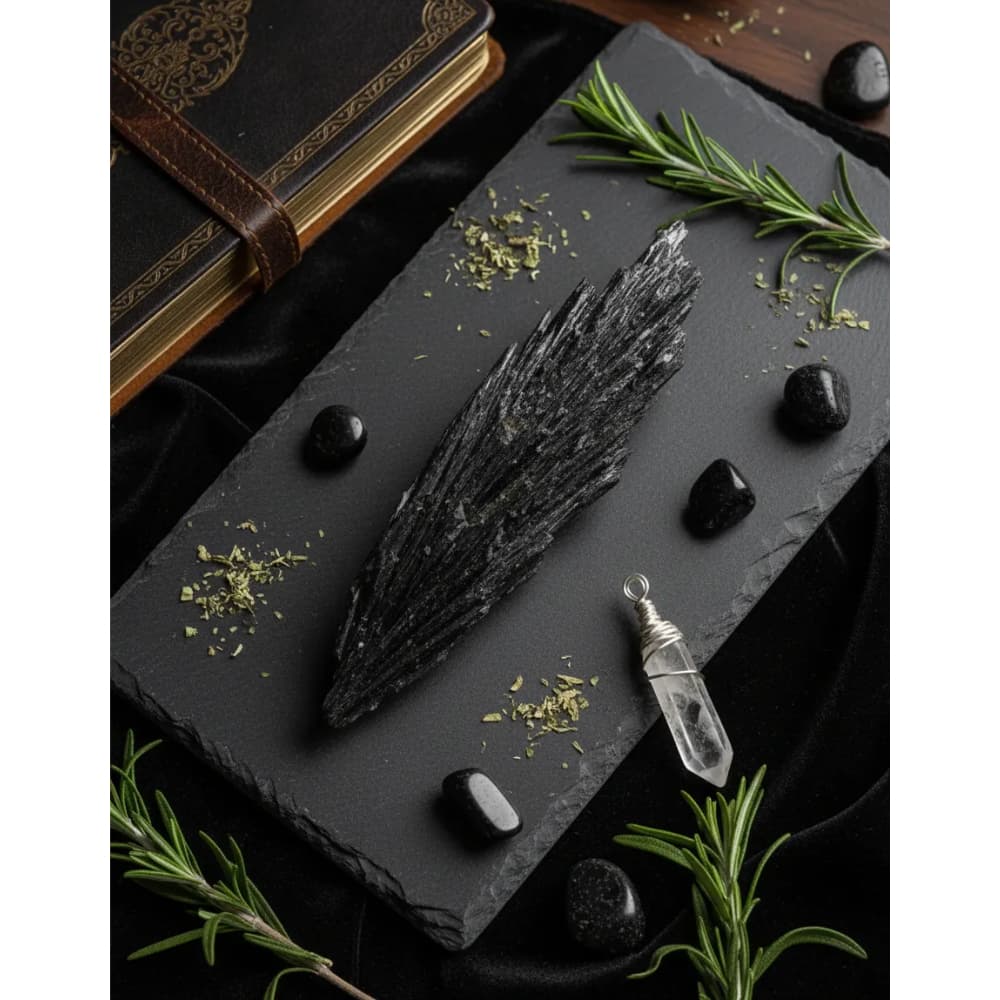 Pedra Cianita Negra Vassoura Bruxa Cristal Natural Bruta - Promoção