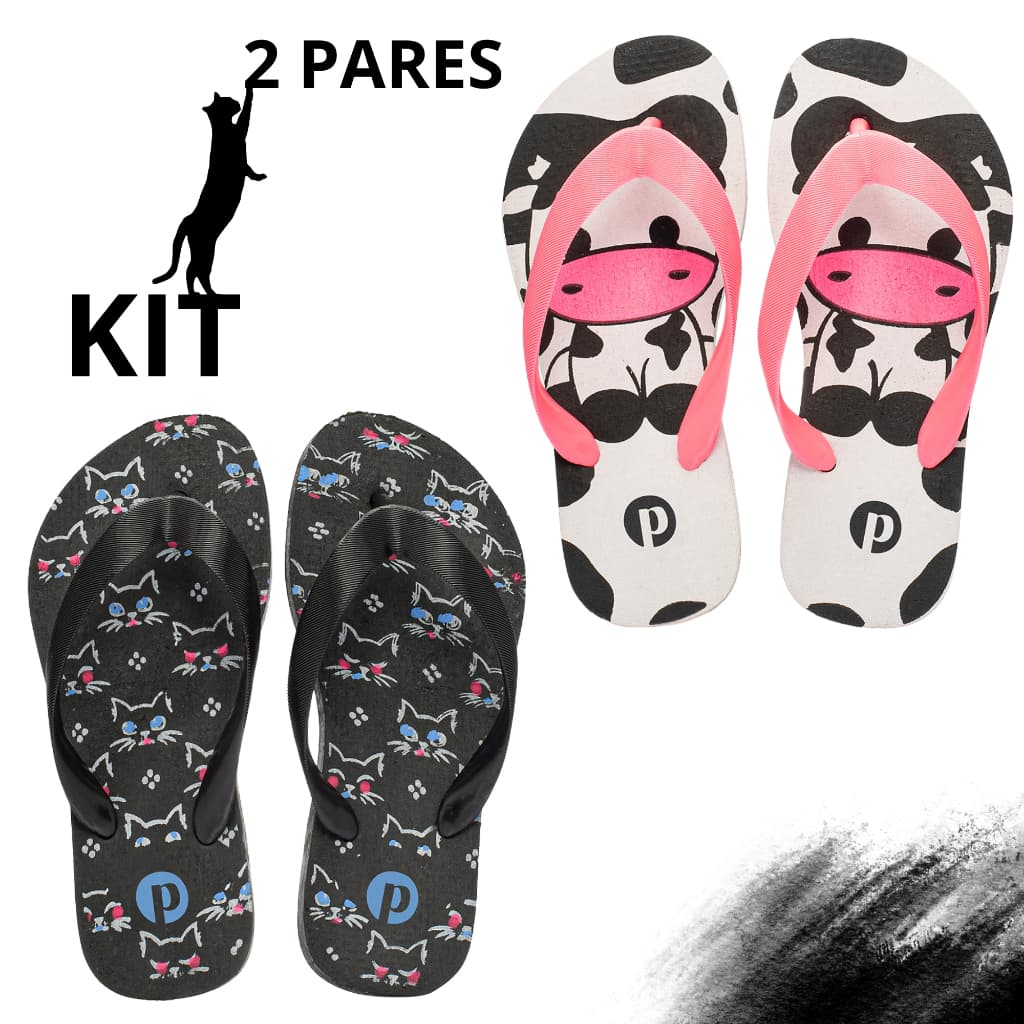 Kit Chinelo Infantil Estampado Feminino Passeio