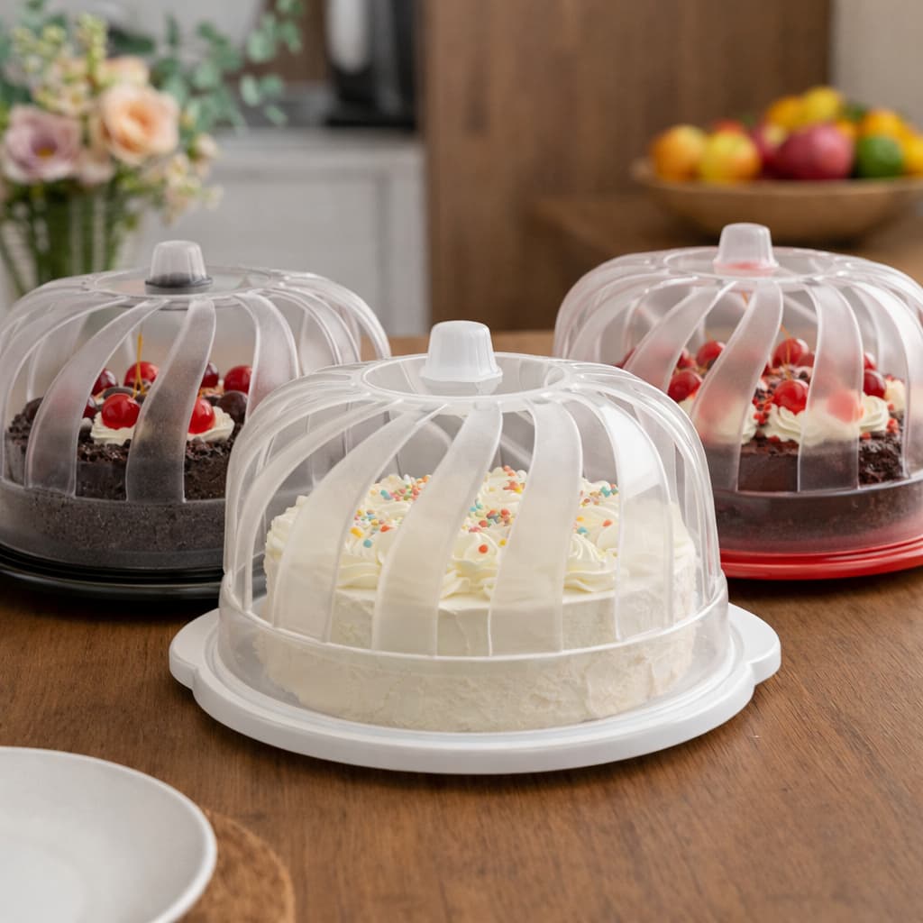 Boleira C/ Tampa Redonda Plástico Resistente Gourmet Bolo Design Sofisticado Prático Grande