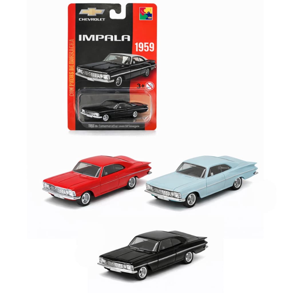 Miniatura Chevrolet Impala 1959 Metal Pneu De Borracha 1:64