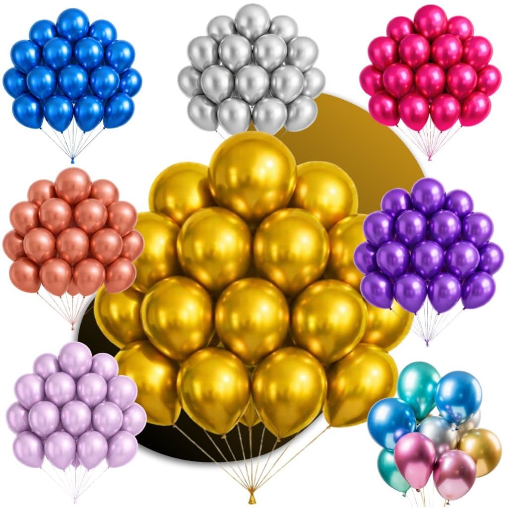Balão Bexiga Metalizada 25/50 Unidades Nº 10 Decoração De Festa Metalizada Aniversário Casamento Evento
