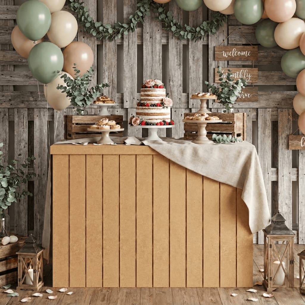 Mesa Fake MDF Desmontável 80cm Tipo Cômoda Ripada Mesa de Festa Decoração Bolo Cenário