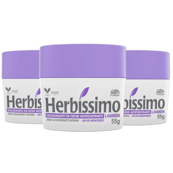 Desodorante Creme Herbíssimo Lavanda 55h Kit com 3, 6 e 12un