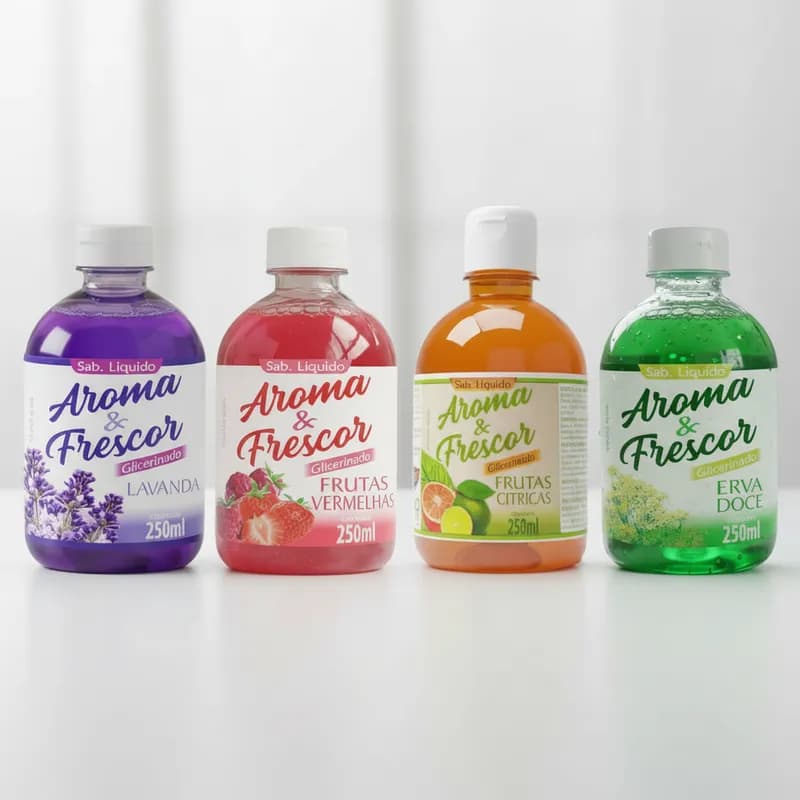 Kit 4 Sabonetes Liquido Aroma e Frescor 250 ml