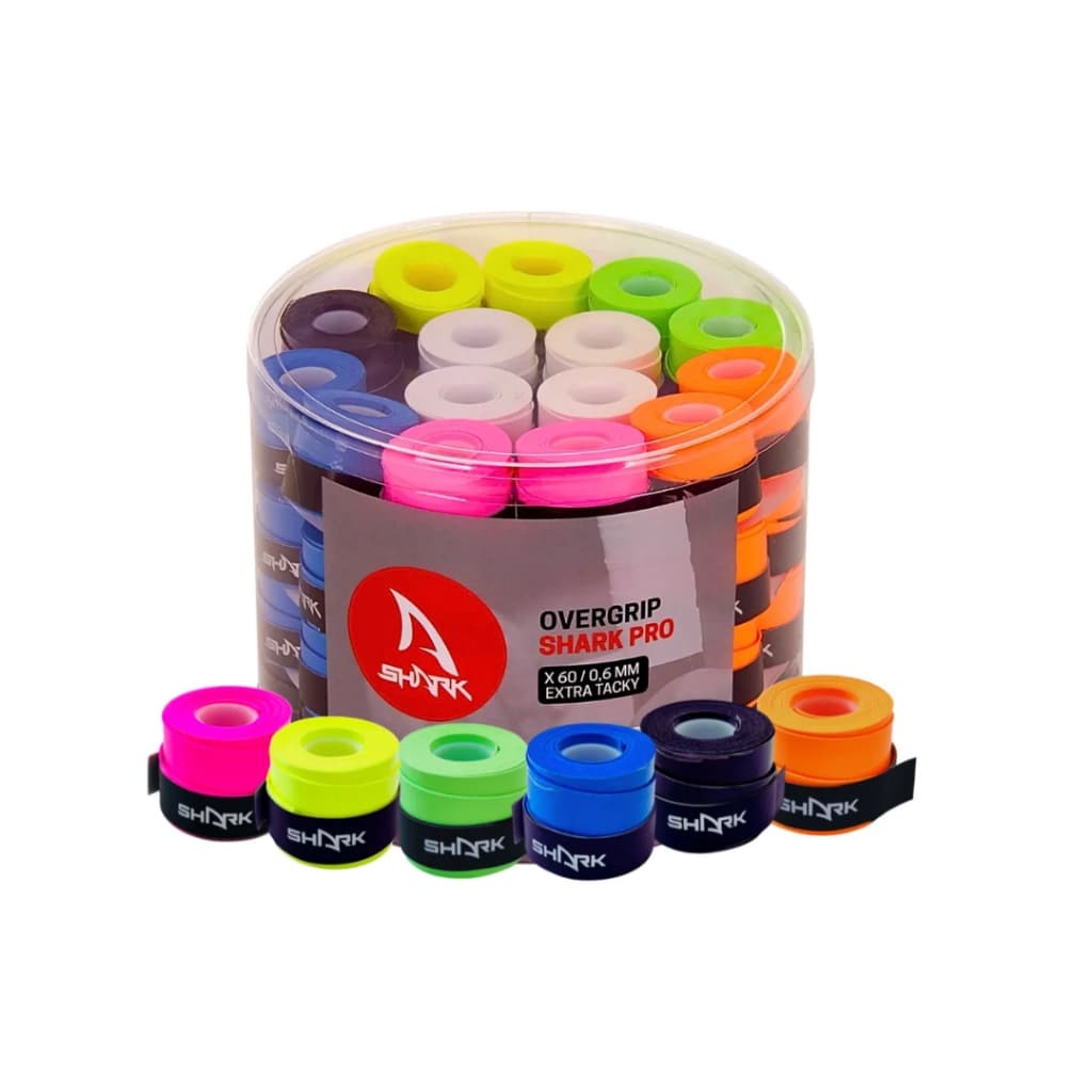 Kit 5 Overgrip Shark Para Raquete Beach Tennis Padel e Tênis Antiderrapante 0,6mm Cores Aleatórias