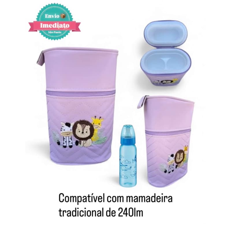 Porta Mamadeira Térmico Com Isopor Para Duas Mamadeiras de 240ml