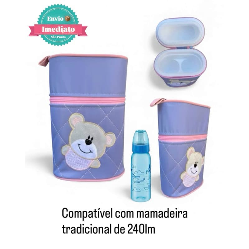 Porta Mamadeira Térmico Com Isopor Para Duas Mamadeiras de 240ml