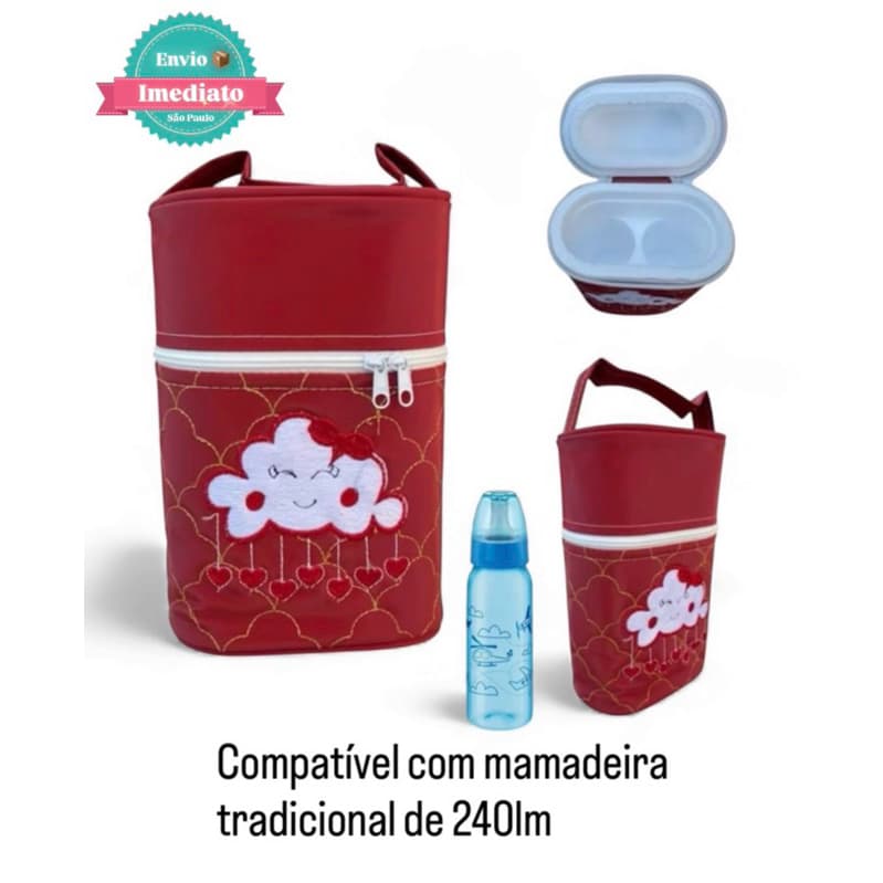 Porta Mamadeira Térmico Com Isopor Para Duas Mamadeiras de 240ml