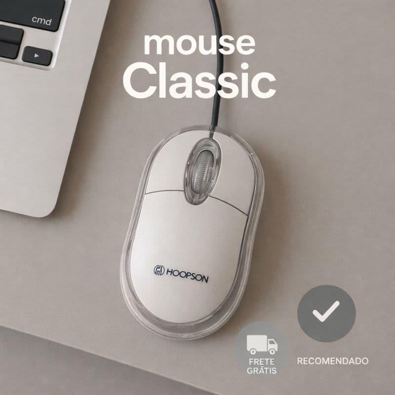 Mouse USB Óptico 1200 DPI Leve Ergonômico Plug & Play para PC Notebook Escritório Office