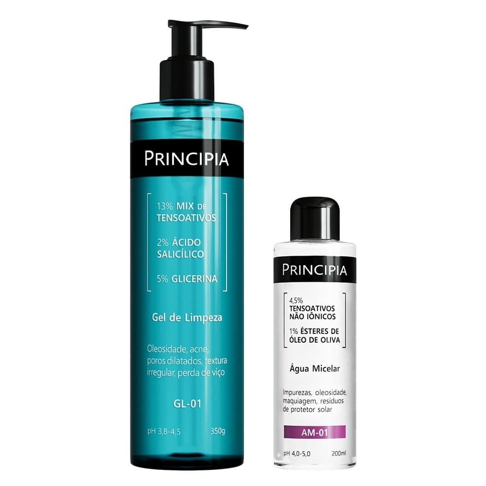 Principia Kit Double Cleasing c/ Água Micelar AM-01 + Gel de Limpeza GL-01