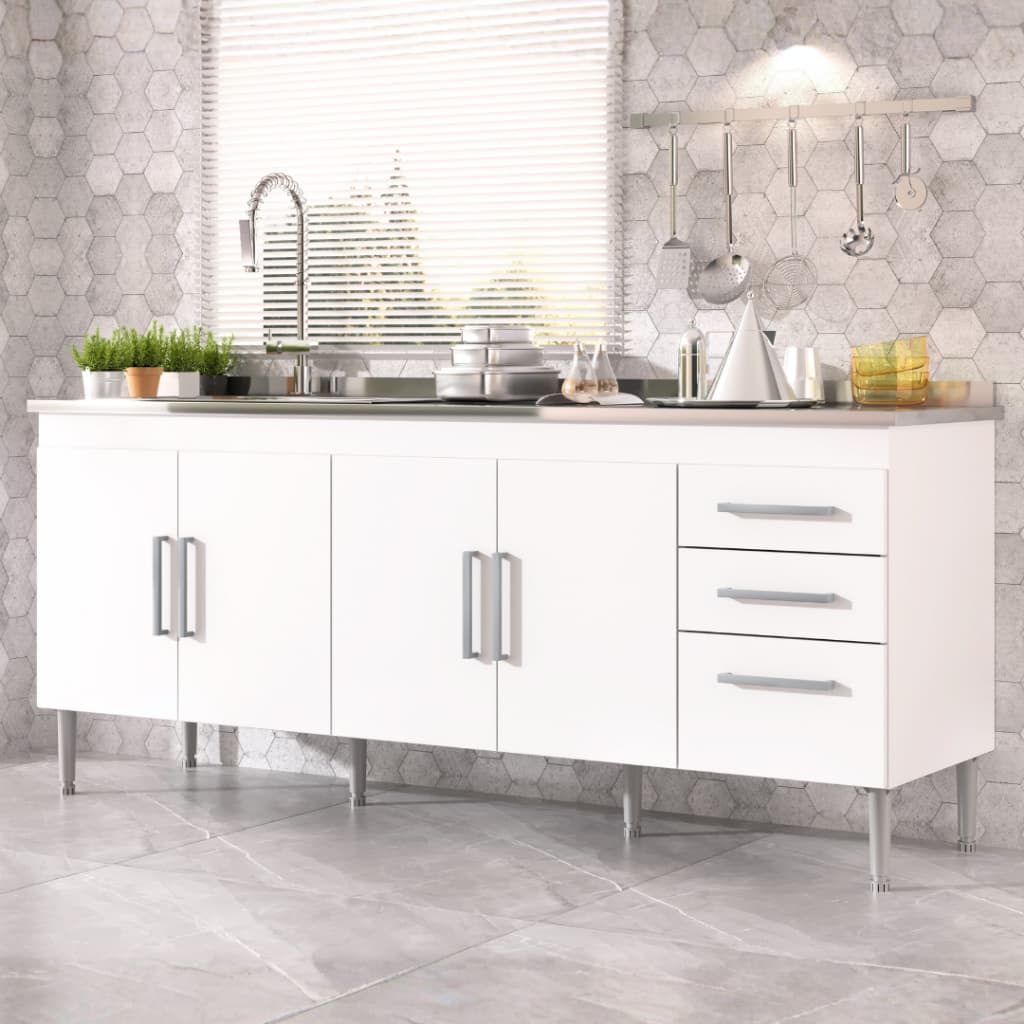 Gabinete De Pia Tonielque Gemeos 2,00m 4 Portas 3 Gavetas com Pés Reguláveis