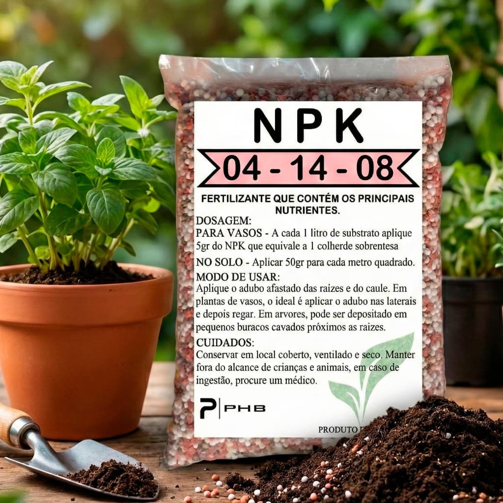 5Kg Adubo NPK 04-14-08 Estimula Flores e Ajuda na Formação dos Frutos e Enraizamento