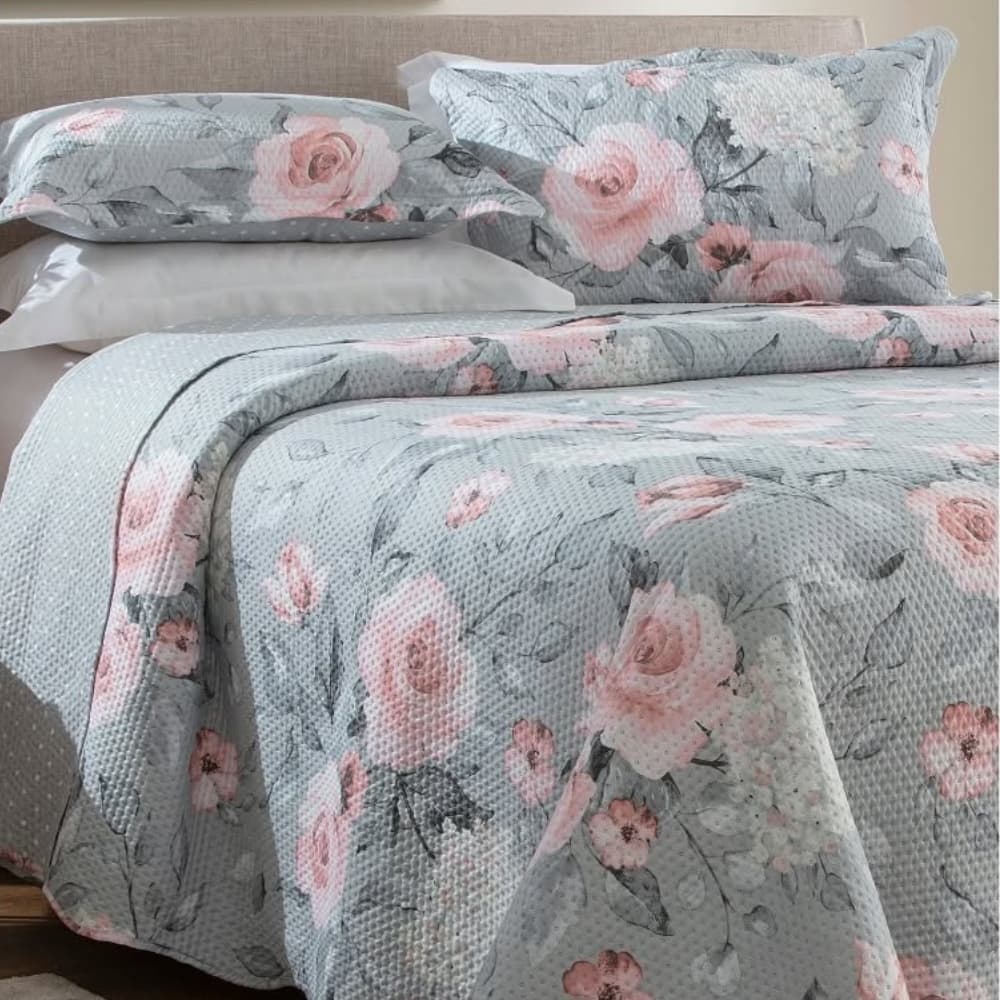 Kit Cobre Leito Solteiro Casal Queen King Size Colcha Luxo Bouti Matelassê Dupla Face 3 Peças Estampada Lisa Florida