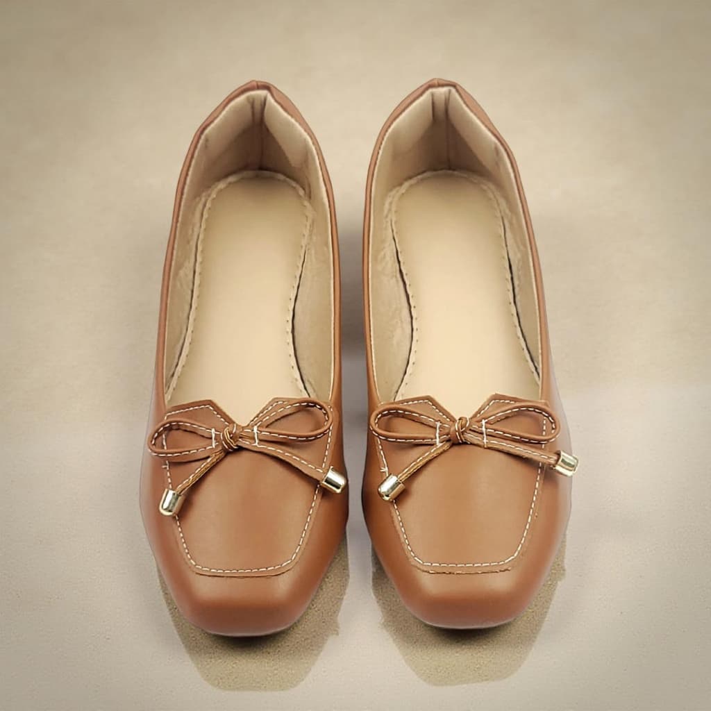 Sapatilha Feminina Laço Mocassim Bico Quadrado Lacinho Confort Casual