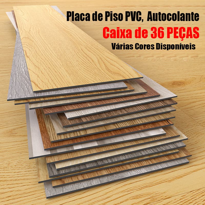 36 Peças de Adesivo de Piso Vinílico 91,4x15,2cm - Removível e Impermeável