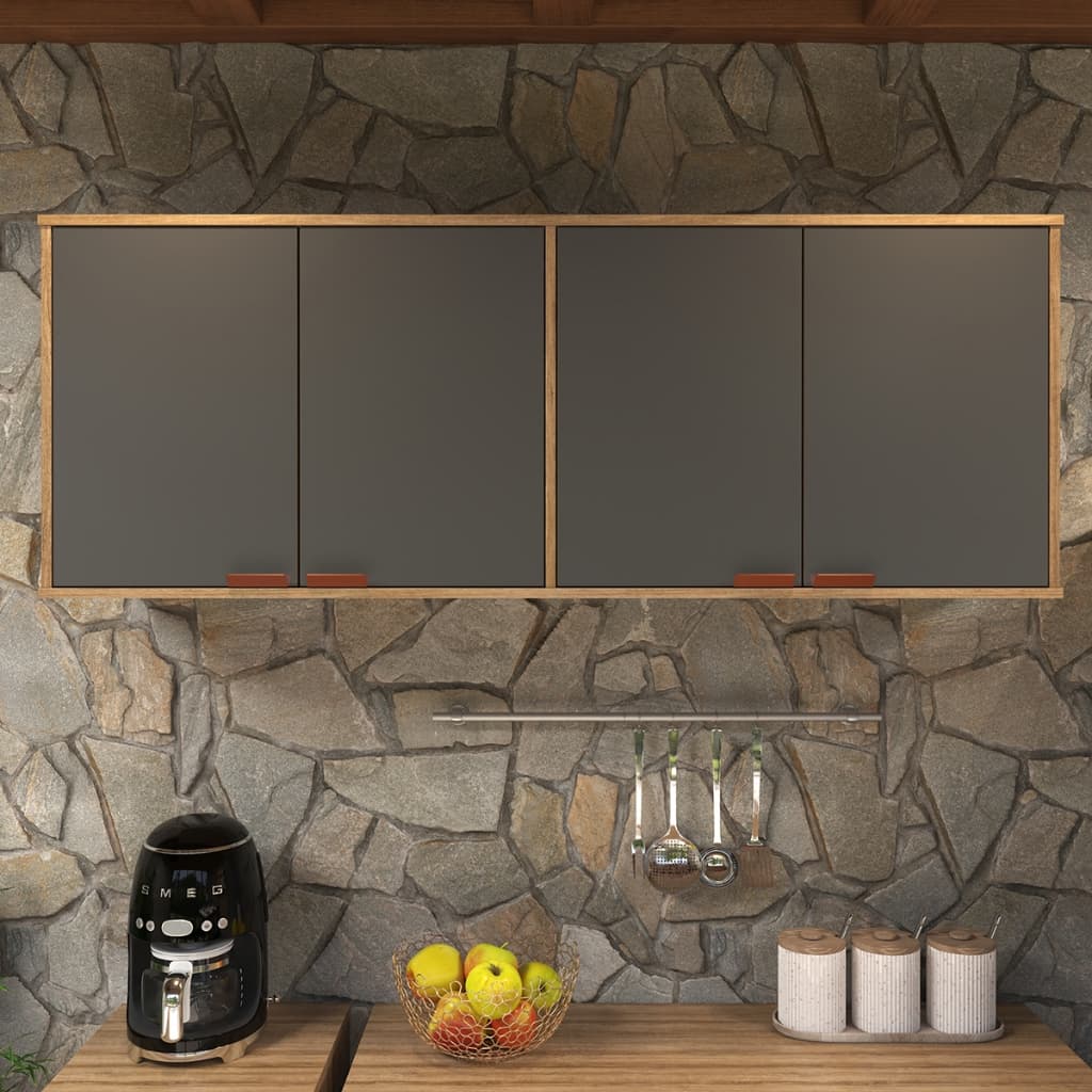 Armário Aéreo Multiuso Suspenso 4 Portas para Cozinha Sala ou Lavanderia Organizador Superior Moderno Funcional Capuleto